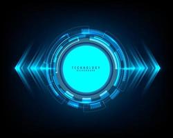 Abstract technology blue circle, light beam and arrow pattern on dark background Hi-tech communication concept vector