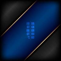 Abstract diagonal blue stripe with golden line on black background and texture space for your text vector