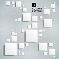 Abstract 3D realistic geometric shape white paper square pattern with shadow on grid background and texture. vector