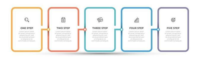 Vector infographic template design with icon and thin line processes. Business concept with 5 options or steps.