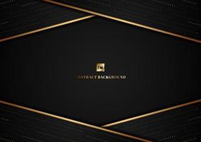 Abstract template geometric triangle shape and gold line stripe with dot pattern overlap on black background vector