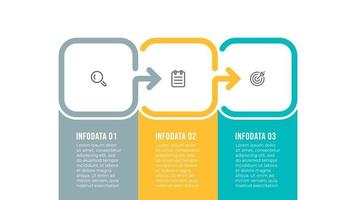 Diseño de plantilla de infografía empresarial con iconos y 3 opciones o pasos. ilustración vectorial. vector