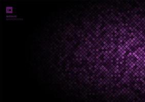 patrón de píxeles de mosaico púrpura en la textura de fondo negro se desvanece. vector
