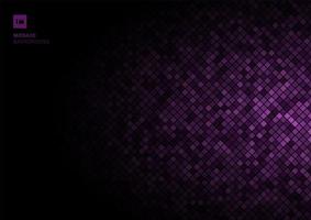 Purple mosaic pixel pattern on fade out black background texture. vector