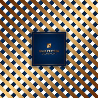 Gold and blue lattice diagonal lines pattern on white background.