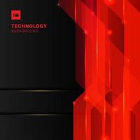 Abstract layout modern technology design template red geometric overlapping with lighting on black background. vector