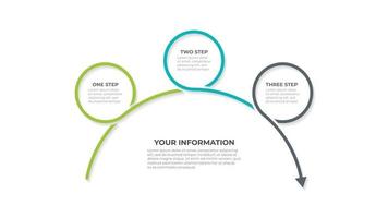 diseño de plantilla de infografía vectorial con flechas y 3 opciones o pasos. se puede utilizar para informes anuales, gráficos de información, diseño web. vector