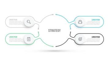 Thin line flat infographic template. Business data visualization design with icons and 4 options or steps. Can be used for workflow diagram, process chart, annual report. vector