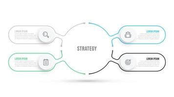 Thin line flat infographic template. Business data visualization design with icons and 4 options or steps. Can be used for workflow diagram, process chart, annual report. vector