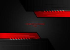 Abstract technology concept geometric black and red with lighting on dark background. vector
