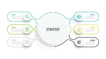 Thin line flat infographic template. Business data visualization design with icons and 6 options or steps. Can be used for workflow diagram, process chart, annual report. vector