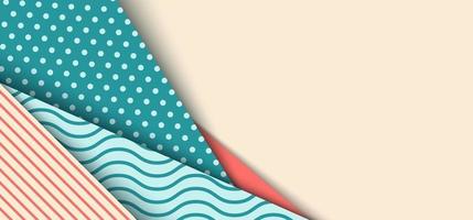 Fondo de plantilla web de banner en color pastel con lunares, onda, estilo de corte de papel de patrón lindo de línea vector