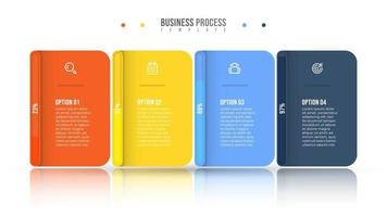 Business infographic design vector and marketing icons. Progress bar concept with 4 options or steps.