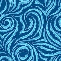 Seamless vector pattern on a blue background from flowing and broken lines. Print for fabrics or packaging. Texture swirl or waves with foam of bright blue and turquoise shades.