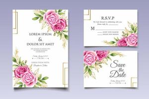 Beautiful Hand Drawing Floral Wedding Invitation Template vector