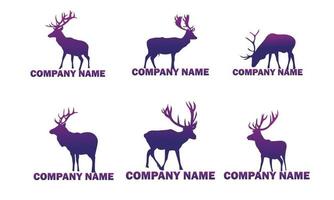 collection of deer animal logos in purple gradations vector