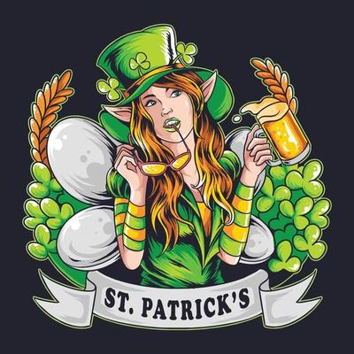 St. Patrick's Day Girl bringing beer vector