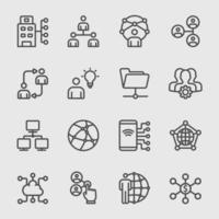 Conjunto de iconos de línea de tecnología de red y negocios vector