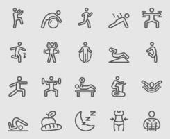 Exercise and Fitness for Health line icons set vector