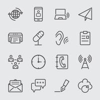 conjunto de iconos de línea de comunicación vector