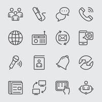 conjunto de iconos de línea de comunicación. vector