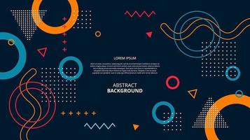 Abstract flat memphis gemetric shapes dark background vector