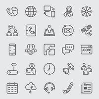 Contact and Communication line icons set vector