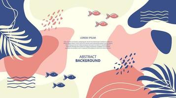 Abstract flat floral fish shapes background vector