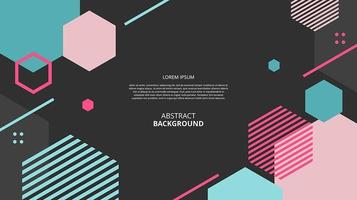 Abstract flat geometric hexagonal shapes dark background vector