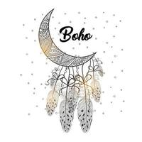 estilo boho de flecha decorativa con plumas vector