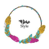 dibujado a mano estilo boho de flecha decorativa con plumas vector