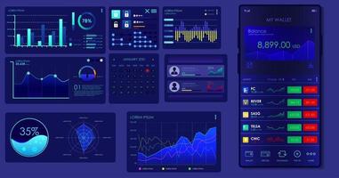 infografía vector plantilla ui ux analytics página de destino financiera