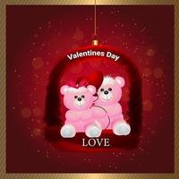 Happy valentine's day background with teddy bear vector