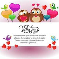 valentine card template with cute birds vector