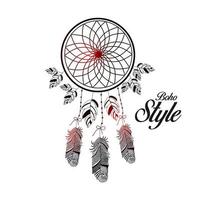 Hand Drawn boho style in Beautiful background of decorative circle with feathers vector