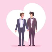 A couple of young LGBTQ holding hands, Valentine's day for LGBTQ. vector