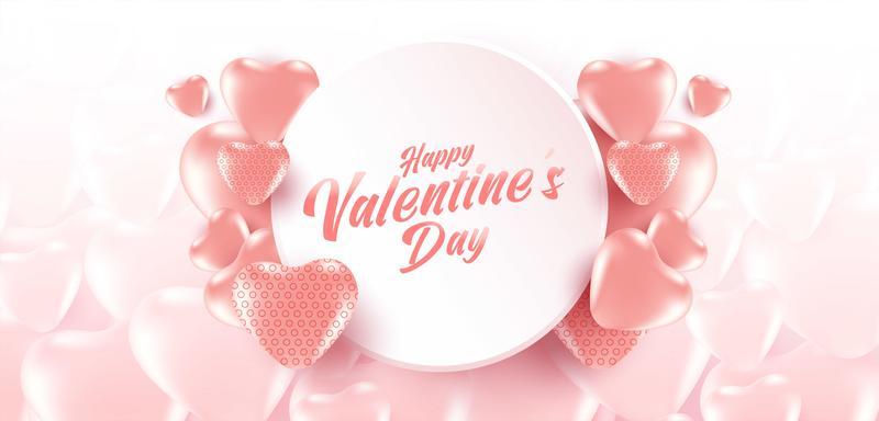 Valentine's day sale poster or banner with many sweet hearts and on soft pink color and heart pattern background. Promotion and shopping template for love and valentine's day.