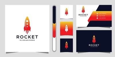 Rocket logo design and business card vector