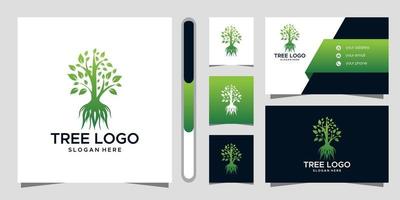 diseño de logotipo de árbol y tarjeta de visita vector