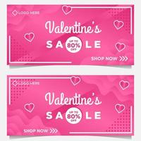 happy Valentine day banner template with pink background vector