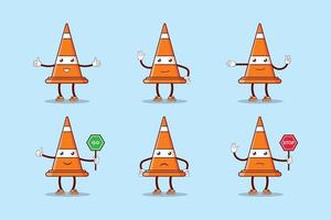 Set of cartoon traffic cone character vector