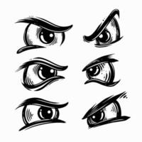 conjunto de ojos enojados ilustración vectorial vector