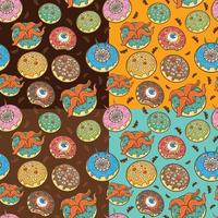 halloween scary donuts seamless pattern vector