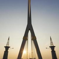 Rama VIII Bridge in Bangkok at sunrise photo