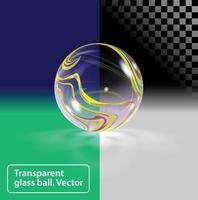 Glass ball with abstract colored stripes on different backgrounds