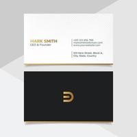 Plantilla de diseño de tarjeta de visita creativa blanca y dorada corporativa con fondo de patrón vector