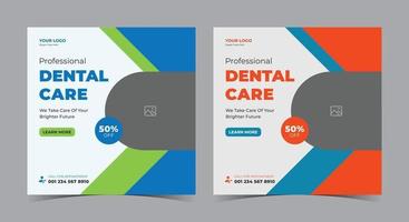 Dental care poster, Dental social media post and flyer vector