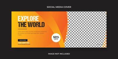 Explore the world social media cover or banner, web banner template design vector