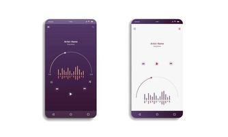 red de medios sociales. interfaz de reproductor de música móvil. perfil, álbum, canción, maqueta de lista de reproducción. plantilla de diseño de música para smartphone vector