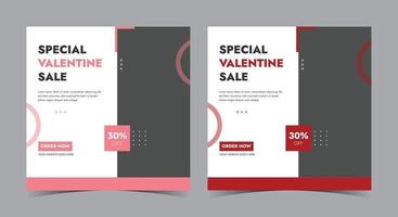 cartel especial de venta de san valentín, publicación de san valentín en redes sociales y folleto vector